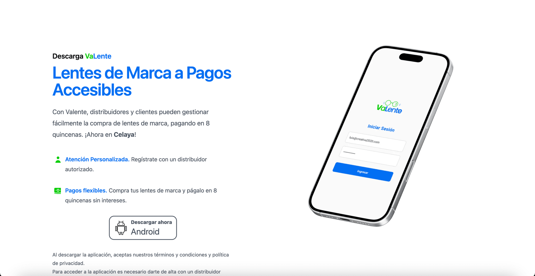 Sitio Web Valente y Aplicación Móvil